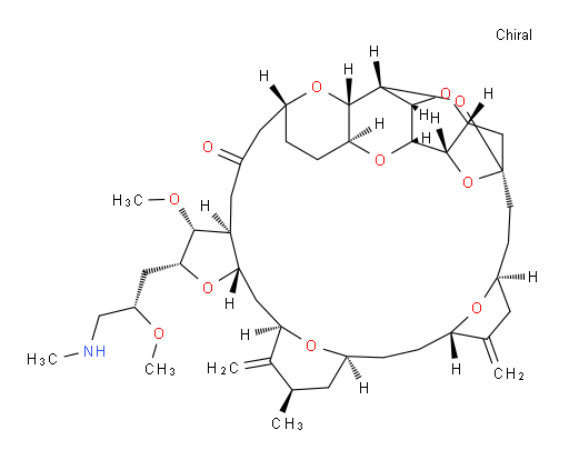 (2R,3R,3aS,7R,8aS,9S,10aR,11S,12R,13aR,13bS,15S,18S,21S,24S,26R,28R,29aS)-Hexacosahydro-3-methoxy-2-[(2S)-2-methoxy-3-(methylamino)propyl]-26-methyl-20,27-bis(methylene)-11,15:18,21:24,28-triepoxy-7,9-ethano-12,15-methano-9H,15H-furo[3,2-i]furo[2′,3′:5,6]pyrano[4,3-b][1,4]dioxacyclopentacosin-5(4H)-one (ACI)