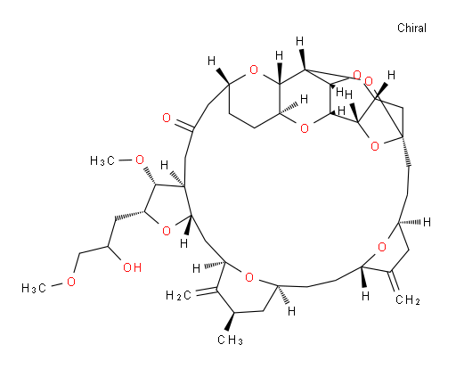 (2R,3R,3aS,7R,8aS,9S,10aR,11S,12R,13aR,13bS,15S,18S,21S,24S,26R,28R,29aS)-Hexacosahydro-2-(2-hydroxy-3-methoxypropyl)-3-methoxy-26-methyl-20,27-bis(methylene)-11,15:18,21:24,28-triepoxy-7,9-ethano-12,15-methano-9H,15H-furo[3,2-i]furo[2′,3′:5,6]pyrano[4,3-b][1,4]dioxacyclopentacosin-5(4H)-one (ACI)