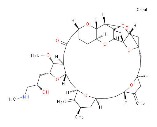 11,15:18,21:24,28-Triepoxy-7,9-ethano-12,15-methano-9H,15H-furo[3,2-i]furo[2′,3′:5,6]pyrano[4,3-b][1,4]dioxacyclopentacosin-5(4H)-one, hexacosahydro-2-[(2S)-2-hydroxy-3-(methylamino)propyl]-3-methoxy-26-methyl-20,27-bis(methylene)-, (2R,3R,3aS,7R,8aS,9S,10aR,11S,12R,13aR,13bS,15S,18S,21S,24S,26R,28R,29aS)- (9CI)