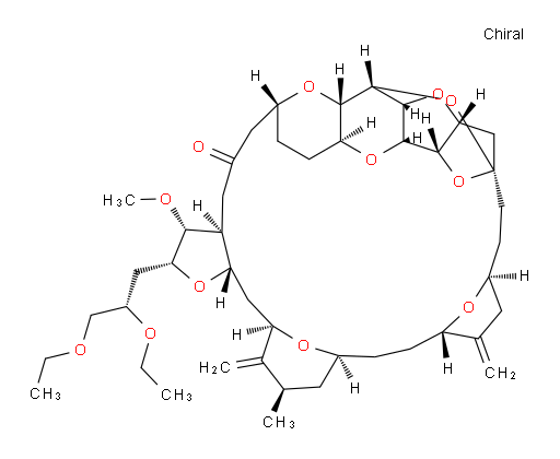 (2R,3R,3aS,7R,8aS,9S,10aR,11S,12R,13aR,13bS,15S,18S,21S,24S,26R,28R,29aS)-2-[(2S)-2,3-Diethoxypropyl]hexacosahydro-3-methoxy-26-methyl-20,27-bis(methylene)-11,15:18,21:24,28-triepoxy-7,9-ethano-12,15-methano-9H,15H-furo[3,2-i]furo[2′,3′:5,6]pyrano[4,3-b][1,4]dioxacyclopentacosin-5(4H)-one (ACI)
