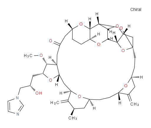 11,15:18,21:24,28-Triepoxy-7,9-ethano-12,15-methano-9H,15H-furo[3,2-i]furo[2′,3′:5,6]pyrano[4,3-b][1,4]dioxacyclopentacosin-5(4H)-one, hexacosahydro-2-[(2S)-2-hydroxy-3-(1H-imidazol-1-yl)propyl]-3-methoxy-26-methyl-20,27-bis(methylene)-, (2R,3R,3aS,7R,8aS,9S,10aR,11S,12R,13aR,13bS,15S,18S,21S,24S,26R,28R,29aS)- (9CI)