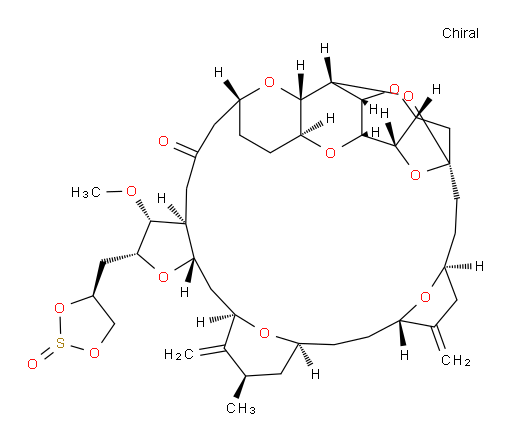 (2R,3R,3aS,7R,8aS,9S,10aR,11S,12R,13aR,13bS,15S,18S,21S,24S,26R,28R,29aS)-Hexacosahydro-3-methoxy-26-methyl-20,27-bis(methylene)-2-[[(2S,4R)-2-oxido-1,3,2-dioxathiolan-4-yl]methyl]-11,15:18,21:24,28-triepoxy-7,9-ethano-12,15-methano-9H,15H-furo[3,2-i]furo[2′,3′:5,6]pyrano[4,3-b][1,4]dioxacyclopentacosin-5(4H)-one (ACI)