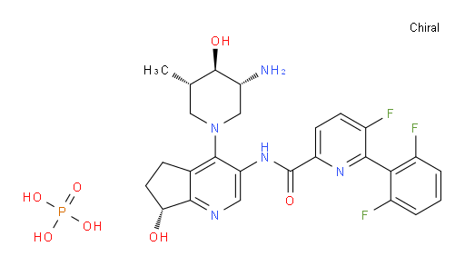 2-Pyridinecarboxamide, N-[(7R)-4-[(3R,4R,5S)-3-amino-4-hydroxy-5-methyl-1-piperidinyl]-6,7-dihydro-7-hydroxy-5H-cyclopenta[b]pyridin-3-yl]-6-(2,6-difluorophenyl)-5-fluoro-, phosphate (1:1) (ACI)