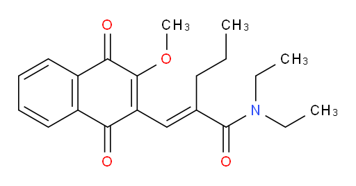 2-[(1,4-Dihydro-3-methoxy-1,4-dioxo-2-naphthalenyl)methylene]-N,N-diethylpentanamide (ACI)