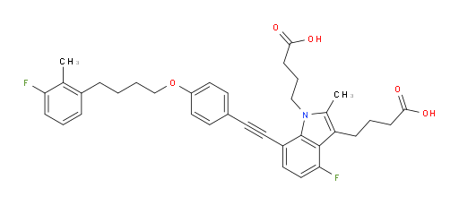 4-Fluoro-7-[2-[4-[4-(3-fluoro-2-methylphenyl)butoxy]phenyl]ethynyl]-2-methyl-1H-indole-1,3-dibutanoic acid (ACI)