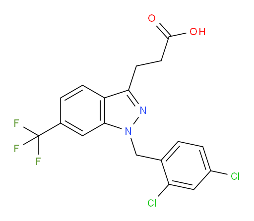 1-[(2,4-Dichlorophenyl)methyl]-6-(trifluoromethyl)-1H-indazole-3-propanoic acid (ACI)
