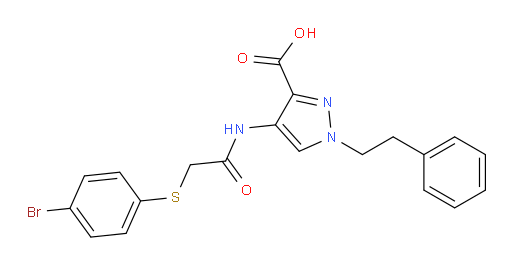 4-[[2-[(4-Bromophenyl)thio]acetyl]amino]-1-(2-phenylethyl)-1H-pyrazole-3-carboxylic acid (ACI)