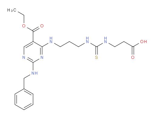 5-Ethyl 4-[[3-[[[(2-carboxyethyl)amino]thioxomethyl]amino]propyl]amino]-2-[(phenylmethyl)amino]-5-pyrimidinecarboxylate (ACI)