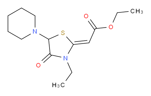 Ethyl 2-[3-ethyl-4-oxo-5-(1-piperidinyl)-2-thiazolidinylidene]acetate (ACI)