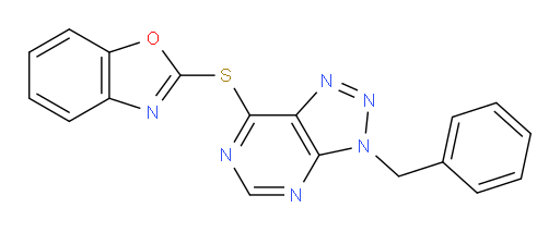 7-(2-Benzoxazolylthio)-3-(phenylmethyl)-3H-1,2,3-triazolo[4,5-d]pyrimidine (ACI)
