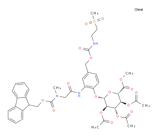 β-D-Glucopyranosiduronic acid, 2-[[2-[[(9H-fluoren-9-ylmethoxy)carbonyl]methylamino]acetyl]amino]-4-[[[[[2-(methylsulfonyl)ethyl]amino]carbonyl]oxy]methyl]phenyl, methyl ester, 2,3,4-triacetate (ACI)