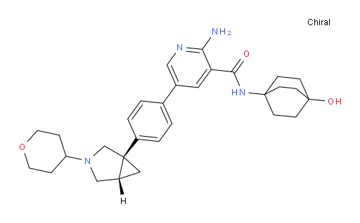 3-Pyridinecarboxamide, 2-amino-N-(4-hydroxybicyclo[2.2.2]oct-1-yl)-5-[4-[(1R,5S)-3-(tetrahydro-2H-pyran-4-yl)-3-azabicyclo[3.1.0]hex-1-yl]phenyl]- (ZCI)