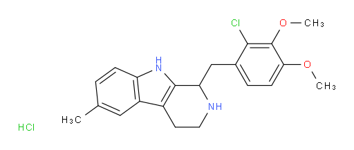 1H-Pyrido[3,4-b]indole, 1-[(2-chloro-3,4-dimethoxyphenyl)methyl]-2,3,4,9-tetrahydro-6-methyl-, hydrochloride (1:1) (ACI)