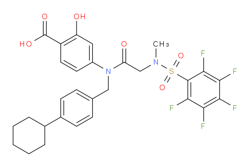 4-{N-[(4-cyclohexylphenyl)methyl]-2-(N-methyl-2,3,4,5,6-pentafluorobenzenesulfonamido)acetamido}-2-hydroxybenzoic acid
