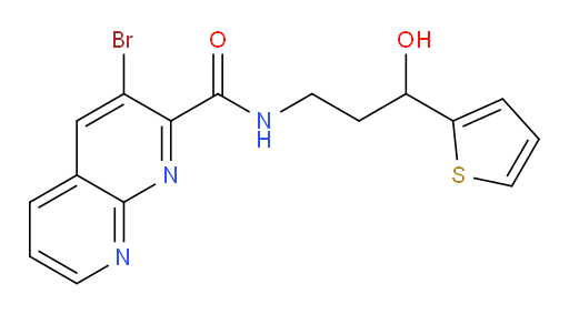 3-bromo-N-(3-hydroxy-3-(thiophen-2-yl)propyl)-1,8-naphthyridine-2-carboxamide