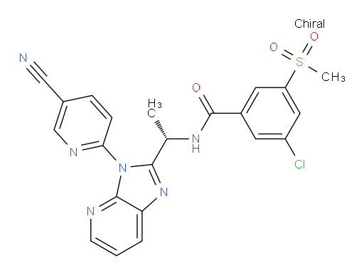 (S)-3-chloro-N-(1-(3-(5-cyanopyridin-2-yl)-3H-imidazo[4,5-b]pyridin-2-yl)ethyl)-5-(methylsulfonyl)benzamide