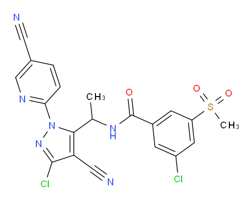 3-chloro-N-(1-(3-chloro-4-cyano-1-(5-cyanopyridin-2-yl)-1H-pyrazol-5-yl)ethyl)-5-(methylsulfonyl)benzamide