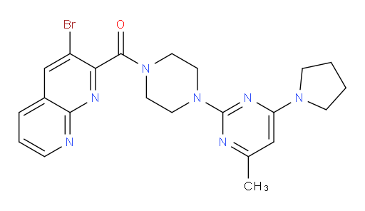 (3-bromo-1,8-naphthyridin-2-yl)(4-(4-methyl-6-(pyrrolidin-1-yl)pyrimidin-2-yl)piperazin-1-yl)methanone