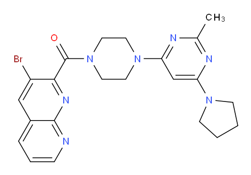 (3-bromo-1,8-naphthyridin-2-yl)(4-(2-methyl-6-(pyrrolidin-1-yl)pyrimidin-4-yl)piperazin-1-yl)methanone
