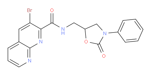 3-bromo-N-((2-oxo-3-phenyloxazolidin-5-yl)methyl)-1,8-naphthyridine-2-carboxamide