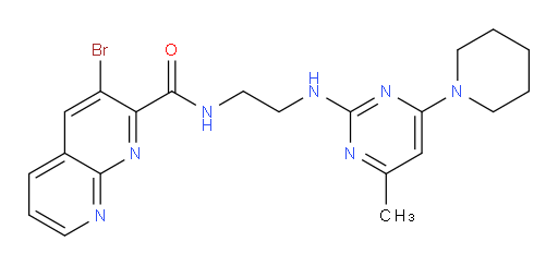 3-bromo-N-(2-((4-methyl-6-(piperidin-1-yl)pyrimidin-2-yl)amino)ethyl)-1,8-naphthyridine-2-carboxamide