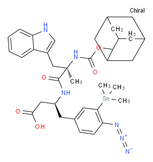 (S)-3-((R)-2-(((adamantan-2-yloxy)carbonyl)amino)-3-(1H-indol-3-yl)-2-methylpropanamido)-4-(4-azido-3-(trimethylstannyl)phenyl)butanoic acid