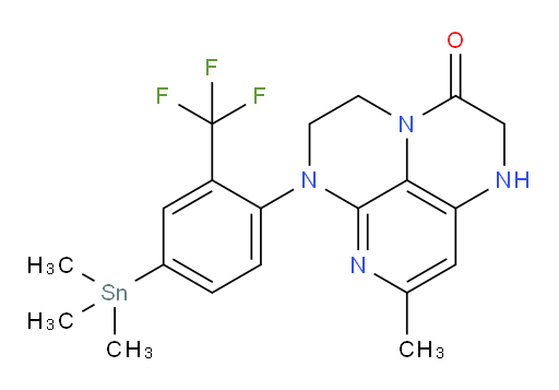 8-methyl-6-(2-(trifluoromethyl)-4-(trimethylstannyl)phenyl)-1,2,5,6-tetrahydro-1,3a,6,7-tetraazaphenalen-3(4H)-one