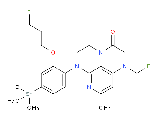 1-(fluoromethyl)-6-(2-(3-fluoropropoxy)-4-(trimethylstannyl)phenyl)-8-methyl-1,2,5,6-tetrahydro-1,3a,6,7-tetraazaphenalen-3(4H)-one