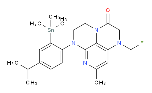 1-(fluoromethyl)-6-(4-isopropyl-2-(trimethylstannyl)phenyl)-8-methyl-1,2,5,6-tetrahydro-1,3a,6,7-tetraazaphenalen-3(4H)-one