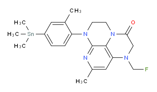 1-(fluoromethyl)-8-methyl-6-(2-methyl-4-(trimethylstannyl)phenyl)-1,2,5,6-tetrahydro-1,3a,6,7-tetraazaphenalen-3(4H)-one