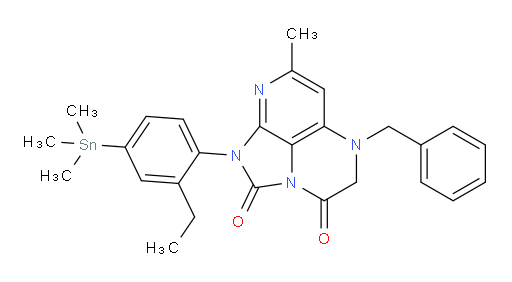 5-benzyl-1-(2-ethyl-4-(trimethylstannyl)phenyl)-7-methyl-4,5-dihydro-1H-1,2a,5,8-tetraazaacenaphthylene-2,3-dione