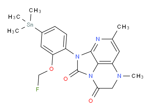 1-(2-(fluoromethoxy)-4-(trimethylstannyl)phenyl)-5,7-dimethyl-4,5-dihydro-1H-1,2a,5,8-tetraazaacenaphthylene-2,3-dione