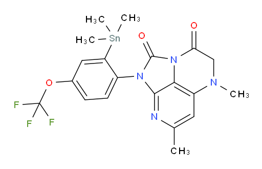 5,7-dimethyl-1-(4-(trifluoromethoxy)-2-(trimethylstannyl)phenyl)-4,5-dihydro-1H-1,2a,5,8-tetraazaacenaphthylene-2,3-dione
