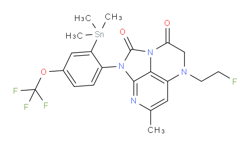 5-(2-fluoroethyl)-7-methyl-1-(4-(trifluoromethoxy)-2-(trimethylstannyl)phenyl)-4,5-dihydro-1H-1,2a,5,8-tetraazaacenaphthylene-2,3-dione