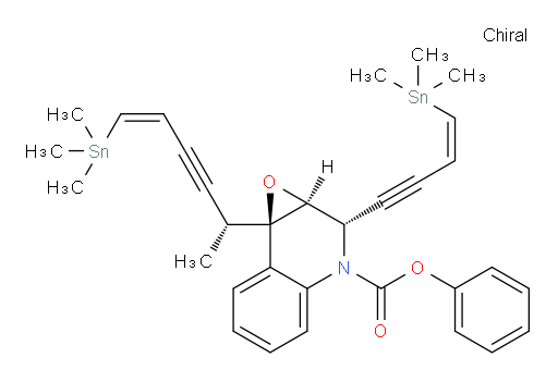 (1aS,2S,7bR)-phenyl 2-((Z)-4-(trimethylstannyl)but-3-en-1-yn-1-yl)-7b-((R,Z)-6-(trimethylstannyl)hex-5-en-3-yn-2-yl)-1a,2-dihydrooxireno[2,3-c]quinoline-3(7bH)-carboxylate
