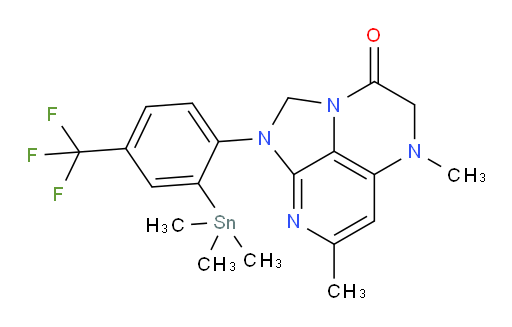 5,7-dimethyl-1-(4-(trifluoromethyl)-2-(trimethylstannyl)phenyl)-4,5-dihydro-1H-1,2a,5,8-tetraazaacenaphthylen-3(2H)-one