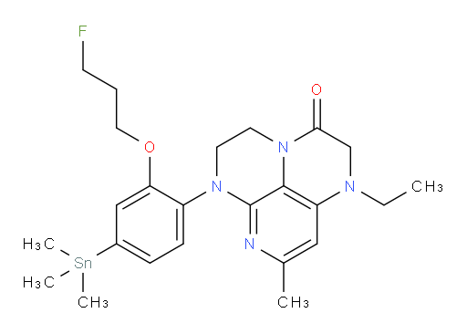 1-ethyl-6-(2-(3-fluoropropoxy)-4-(trimethylstannyl)phenyl)-8-methyl-1,2,5,6-tetrahydro-1,3a,6,7-tetraazaphenalen-3(4H)-one
