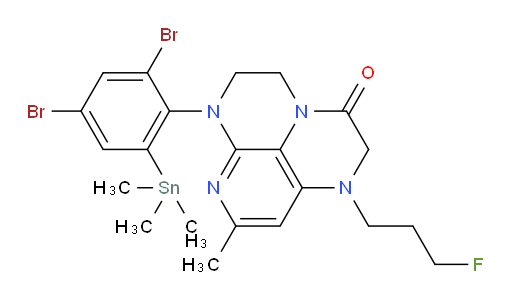 6-(2,4-dibromo-6-(trimethylstannyl)phenyl)-1-(3-fluoropropyl)-8-methyl-1,2,5,6-tetrahydro-1,3a,6,7-tetraazaphenalen-3(4H)-one