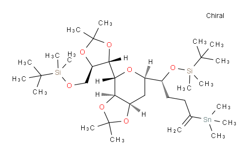 tert-butyl(((4R,5S)-5-((3aR,4R,6R,7aR)-6-((R)-1-((tert-butyldimethylsilyl)oxy)-4-(trimethylstannyl)pent-4-en-1-yl)-2,2-dimethyltetrahydro-3aH-[1,3]dioxolo[4,5-c]pyran-4-yl)-2,2-dimethyl-1,3-dioxolan-4-yl)methoxy)dimethylsilane