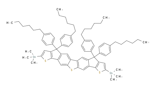 1,1′-[4,4,7,7-Tetrakis(4-hexylphenyl)-4,7-dihydro-2,9-thieno[2′,3′:1,2]indeno[5,6-d]thieno[3′,2′:2,3]indeno[5,6-b]thienediyl]bis[1,1,1-trimethylstannane]