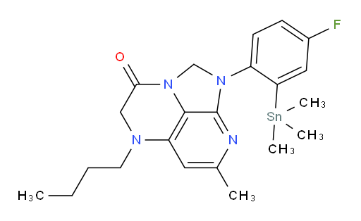 5-butyl-1-(4-fluoro-2-(trimethylstannyl)phenyl)-7-methyl-4,5-dihydro-1H-1,2a,5,8-tetraazaacenaphthylen-3(2H)-one