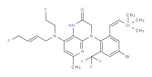 4-(4-bromo-2-(trifluoromethyl)-6-((Z)-2-(trimethylstannyl)vinyl)phenyl)-8-(((E)-4-fluorobut-2-en-1-yl)(2-fluoroethyl)amino)-6-methyl-3,4-dihydropyrido[2,3-b]pyrazin-2(1H)-one