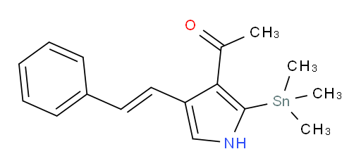 (E)-1-(4-苯乙烯基-2-(三甲基锡基)-1H-吡咯-3-基)乙酮