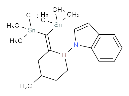 1-(2-(双(三甲基锡基)亚甲基)-4-甲基硼杂环己烷-1-基)-1H-吲哚