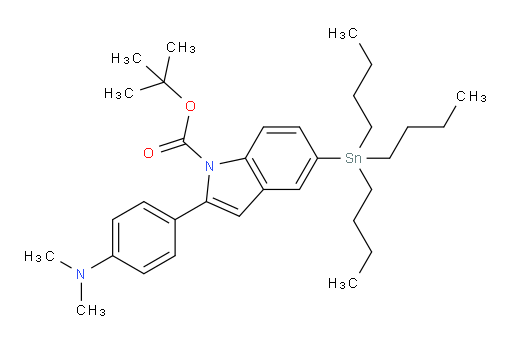 叔丁基 2-(4-(二甲胺基)苯基)-5-(三丁基锡基)-1H-吲哚-1-甲酸酯