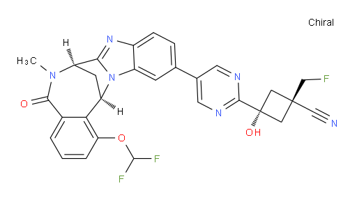(1R,3r)-3-(5-((7R,14R)-1-(difluoromethoxy)-6-methyl-5-oxo-5,6,7,14-tetrahydro-7,14-methanobenzo[f]benzo[4,5]imidazo[1,2-a][1,4]diazocin-11-yl)pyrimidin-2-yl)-1-(fluoromethyl)-3-hydroxycyclobutanecarbonitrile