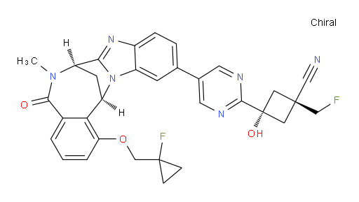 trans-3-[5-[(7R,14R)-1-[(1-fluoro-cyclopropyl)methoxy]-5,6,7,14-tetrahydro-6-methyl-5-oxo-7,14-methanobenzimidazo[1,2-b][2,5]benzodiazocin-11-yl]pyrimidin-2-yl]-1-(fluoromethyl)-3-hydroxy-Cyclobutane-carbonitrile
