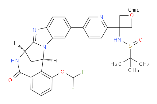N-[3-[5-[(7R,14R)-1-(Difluoromethoxy)-5,6,7,14-tetrahydro-5-oxo-7,14-methanobenzimidazo[1,2-b][2,5]benzodiazocin-11-yl]pyridin-2-yl]-3-oxetanyl]-2-methyl-2-propanesulfinamide