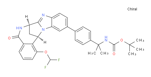 N-[1-[4-[(7R,14R)-1-(difluoromethoxy)-5,6,7,14-tetrahydro-5-oxo-7,14-methanobenzimidazo[1,2-b][2,5]benzodiazocin-11-yl]phenyl]-1-methylethyl]carbamic acid tert-butyl ester
