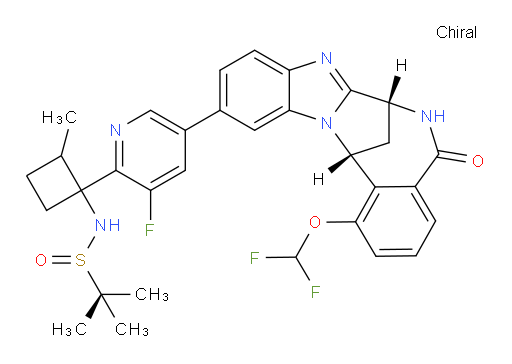 [S(S)]-N-[1-[5-[(7R,14R)-1-(difluoromethoxy)-5,6,7,14-tetrahydro-5-oxo-7,14-methanobenzimidazo[1,2-b][2,5]benzodiazocin-11-yl]-3-fluoropyridin-2-yl]-2-methylcyclobutyl]-2-methyl-2-Propanesulfinamide